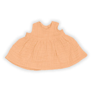 peach muslin dress - miniland baby doll 21cm