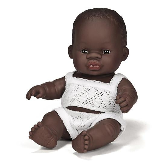 miniland doll african baby boy 21cm