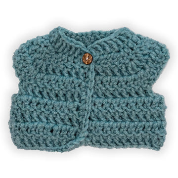 knitted vest monaco blue - paola reina/miniland doll 32/34/38cm
