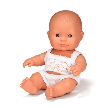 miniland doll caucasian baby boy 21cm