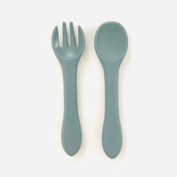 silicone toddler starter utensils spoon + fork set