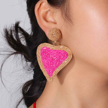 raffia earrings | heart shape