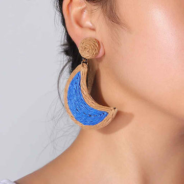 raffia earrings | moon shape