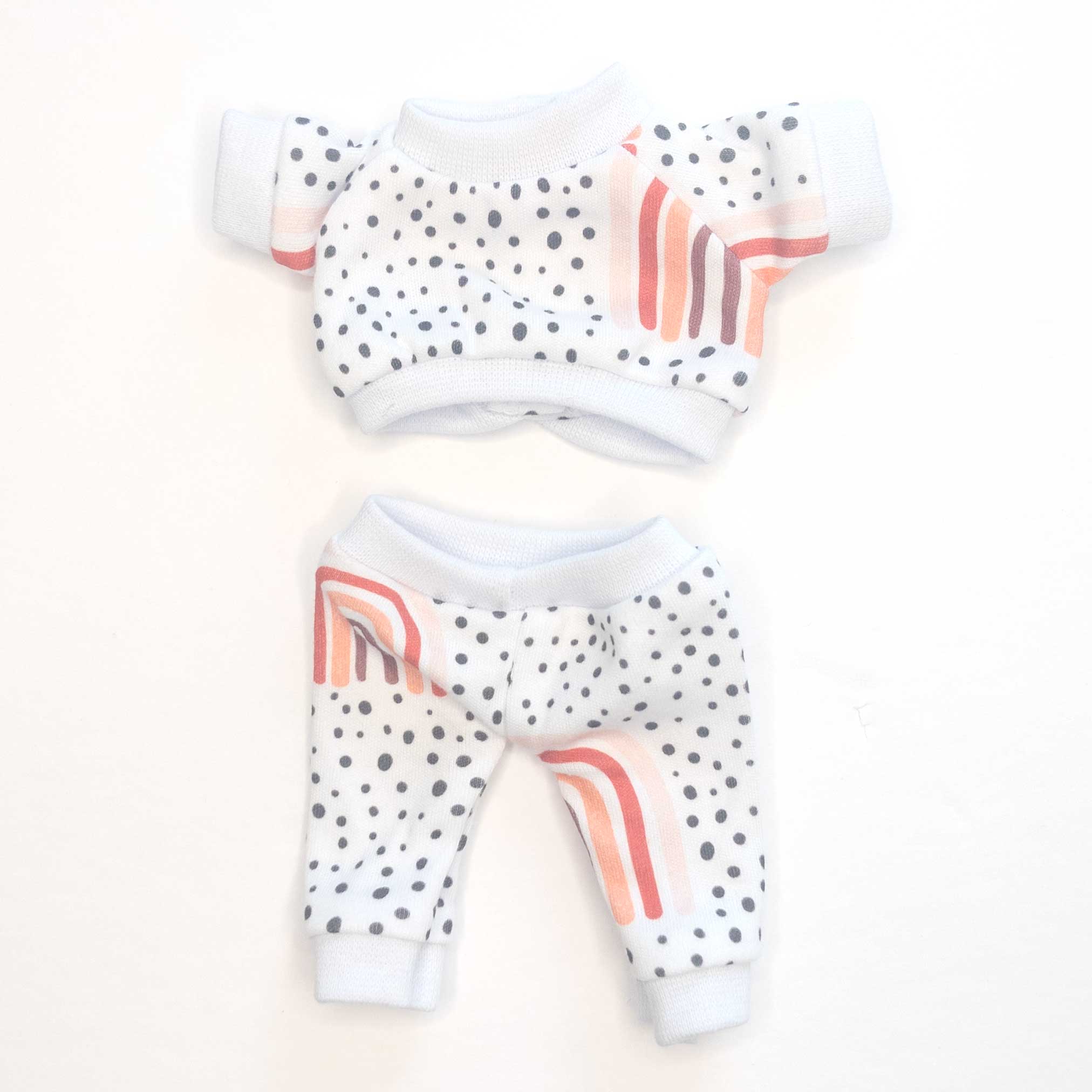 blush rainbow top & pants set - miniland baby doll 21cm