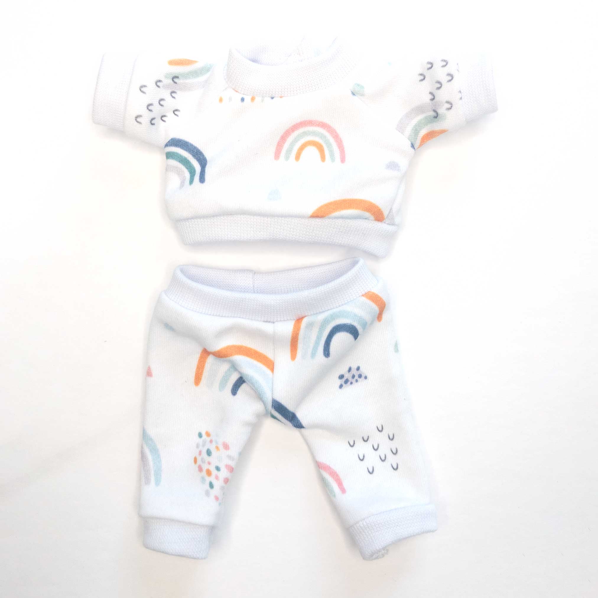 pastel rainbow top & pants set - miniland baby doll 21cm